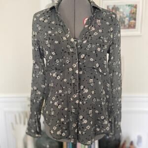 NWOT Cloth & Stone Sheer Floral Button-Down Blouse